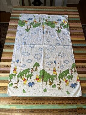 Vintage Winnie The Pooh Receiving Blanket Hundred Acre Wood 1970s Retro Flannel